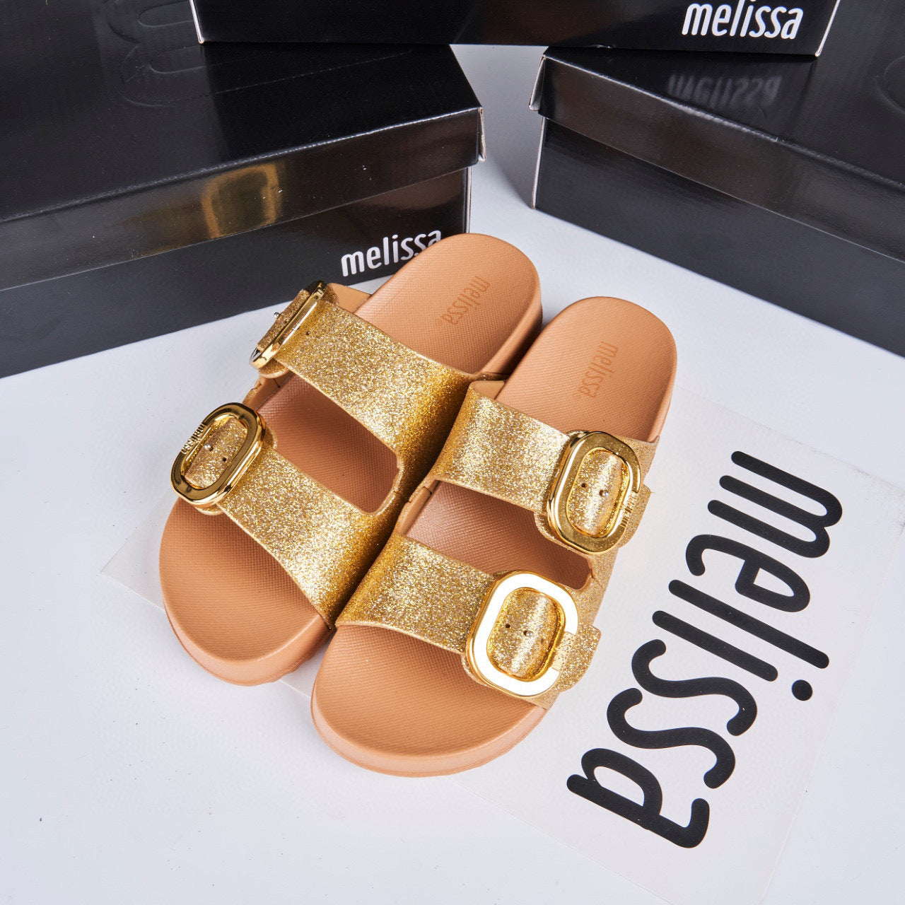 Women's Mei Sha Gel Oval Buckle Shiny Slippers