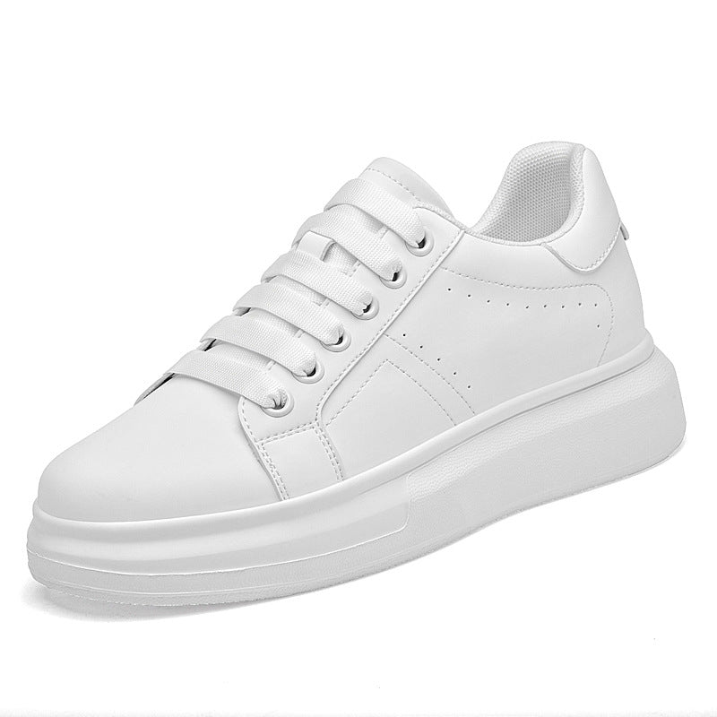 Men's Invisibly Heightened White Couple Platform Plus Men's Board Shoes