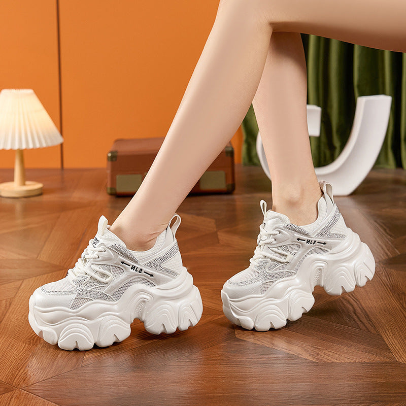 Women's Dad Summer Small Platform Height Increasing Insole Hollow Women's Sports Shoes