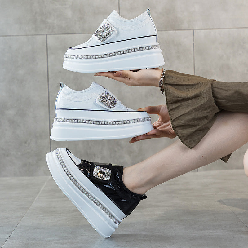 Women's Toe White Spring Lightweight Exercise Thick-soled Small Height Increasing Women's Casual Shoes