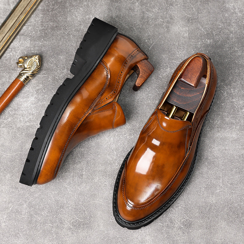 Men's Increasing Slit Bead Bright British Style Loafers