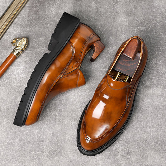 Men's Increasing Slit Bead Bright British Style Loafers