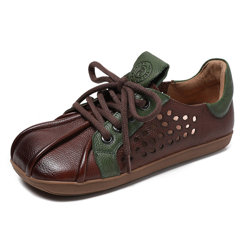 Women's Spring Retro Ethnic Style Color Matching Flat Mom Loafers