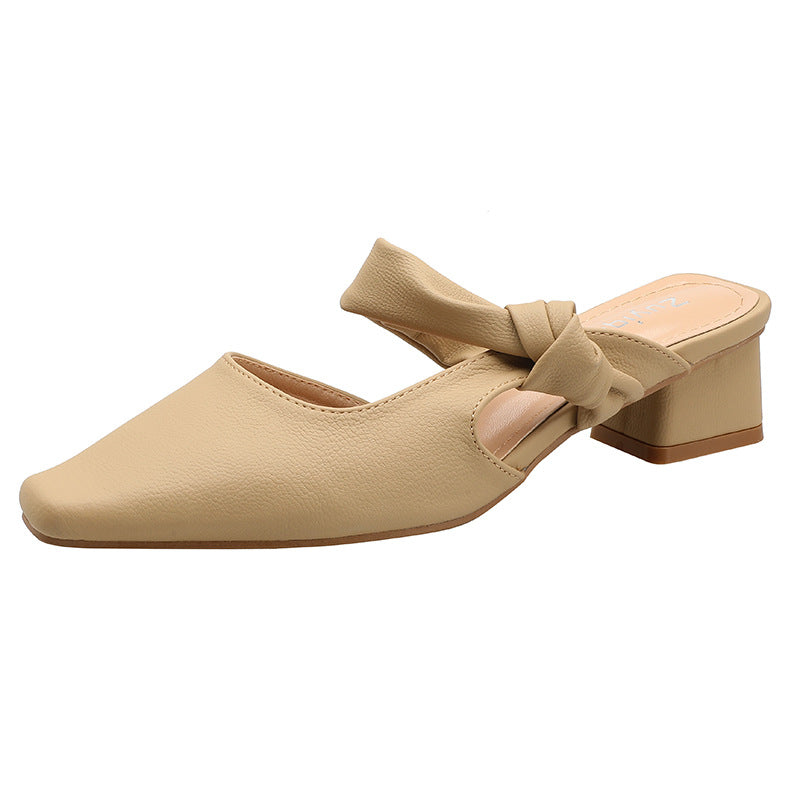 Women's Square Toe Half Summer Outdoor Wear Heels