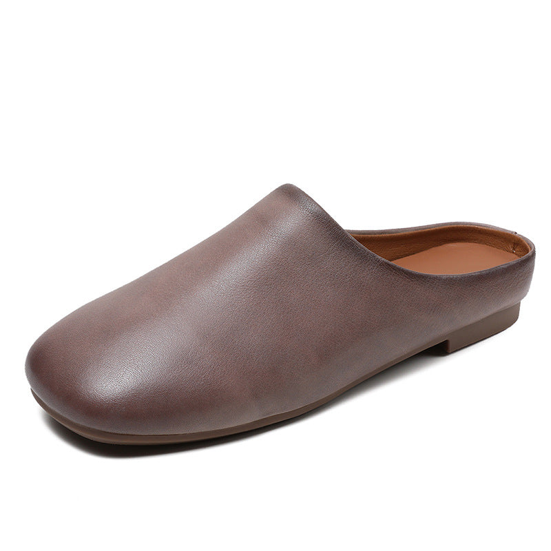 Toe Cowhide Outdoor Low Soft Flat Bottom Sandals