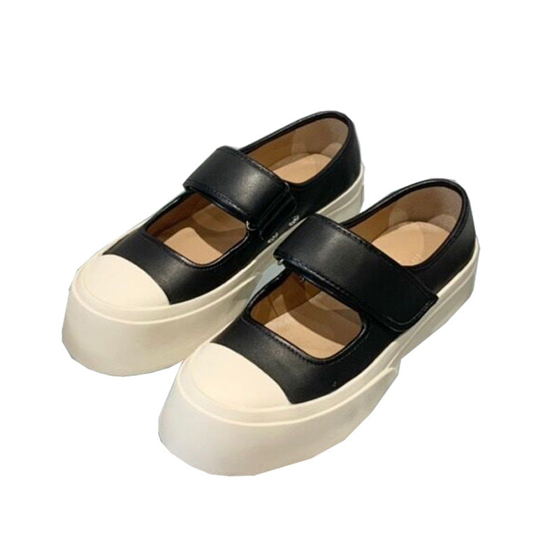 Women's Big Toe Strap Flat Magic Stick Canvas Shoes
