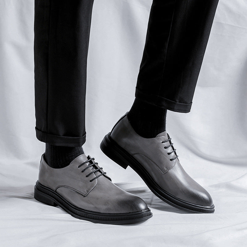 Men's Business Suit Inner Height Increasing Black Leather Shoes