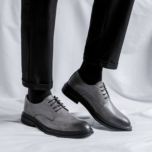 Men's Business Suit Inner Height Increasing Black Leather Shoes