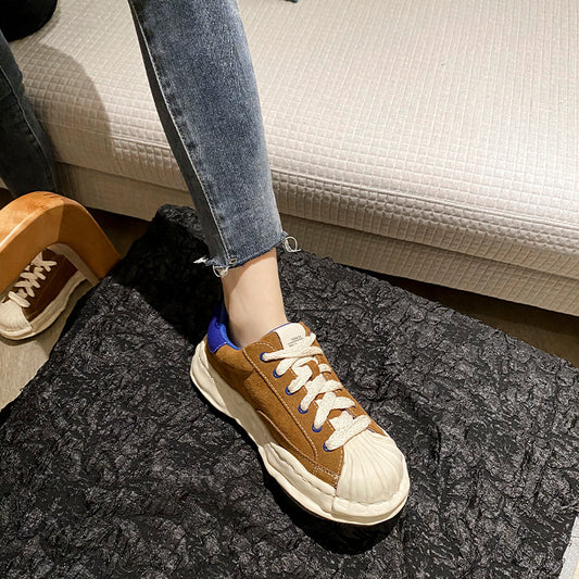 Women's Spring Shell Toe Thick Bottom Versatile Niche Sports Sneakers