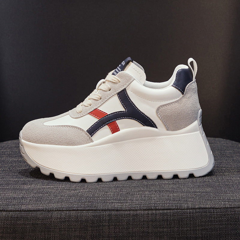 Women's Platform Height Increasing Insole Korean Style Round Women's Casual Shoes