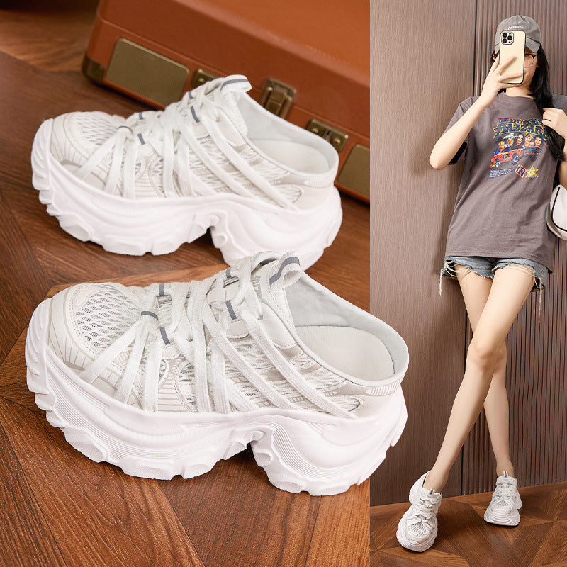 Women's Dad Summer Breathable Mesh Height Increasing Insole Toe Box Sandals