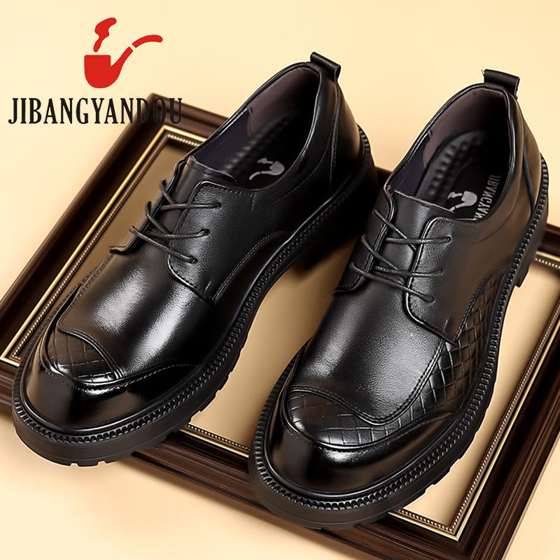 First Layer Pure Cattlehide Big Head Men's Casual Leather Shoes