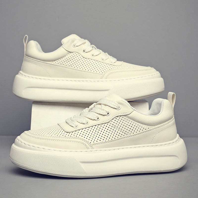 Men's Top Layer Cowhide Versatile Trendy Platform Men's Board Shoes