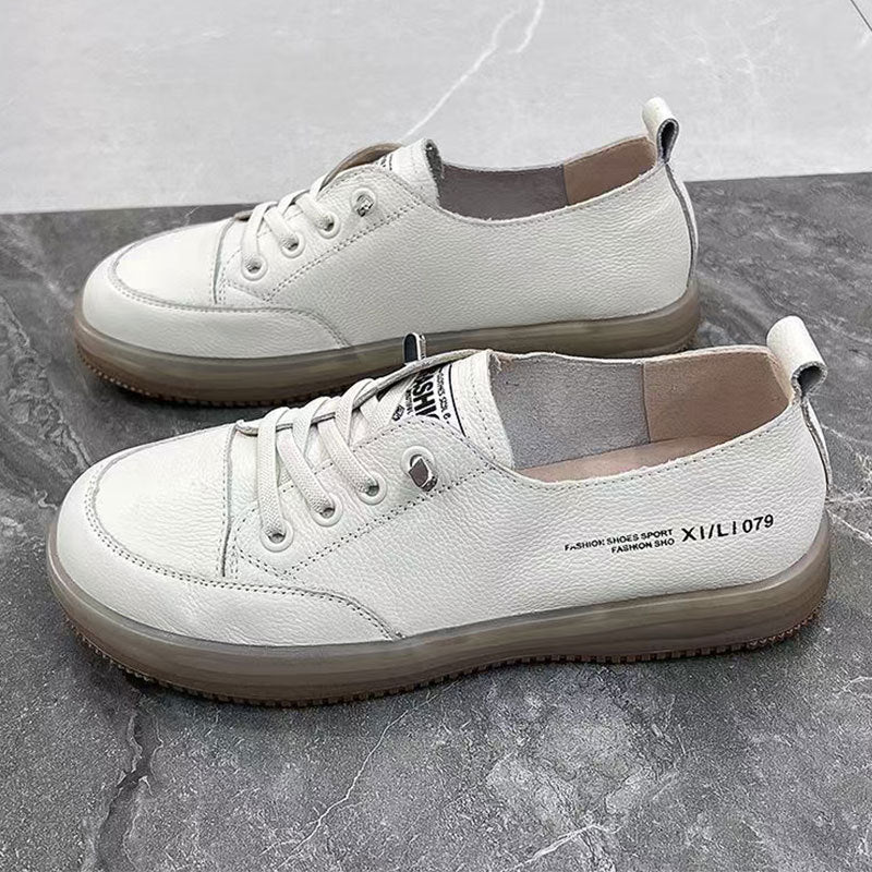 Women's First Layer Cowhide Easy Wear Slip-on Leather Shoes