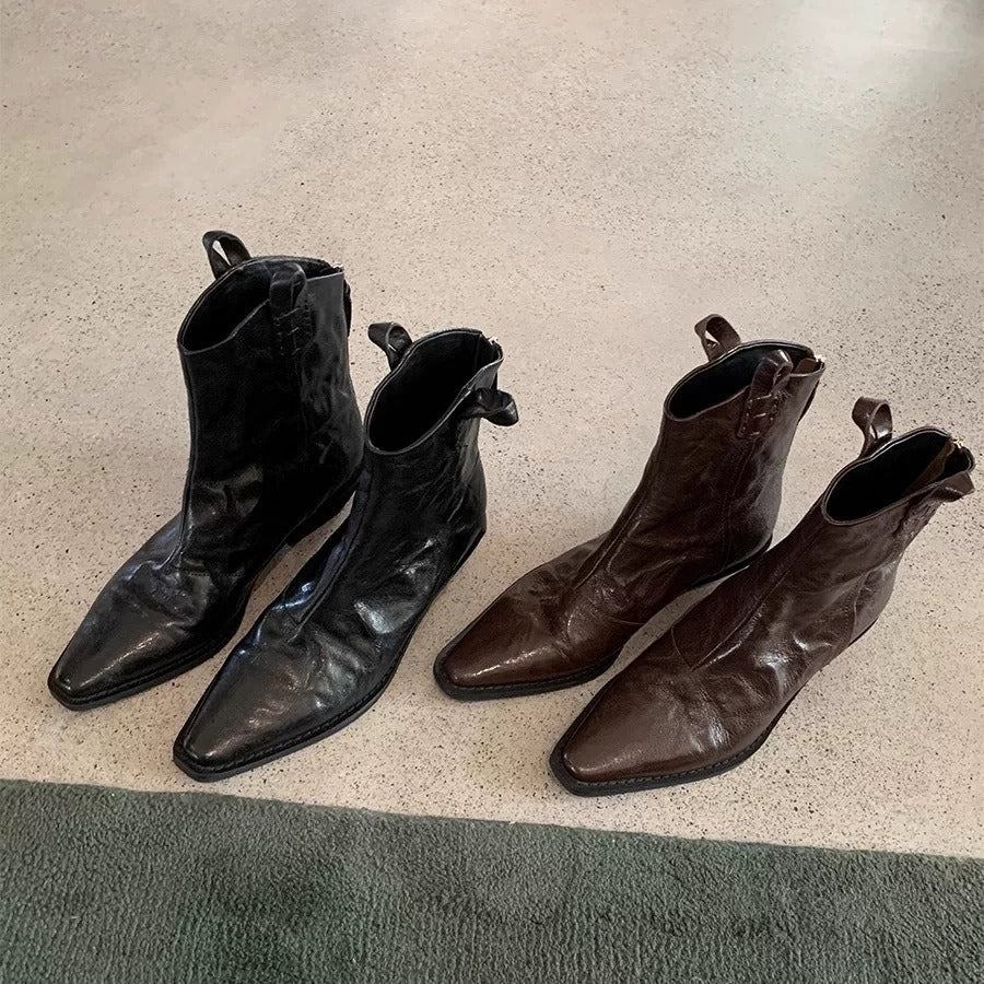 Autumn Weekly Retro High-grade Soft Chunky V Cut Western Boots