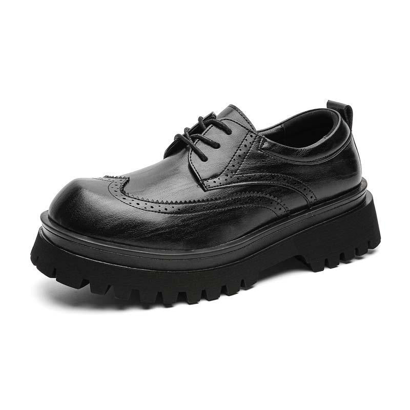 Men's Head Thick Sole Height Increasing British Derby Formal Leather Shoes