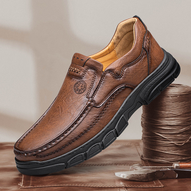 Men's Plus Size Platform Outdoor Leisure Men's Casual Leather Shoes