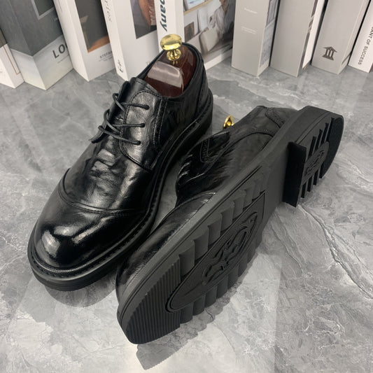 Men's Cowhide Soft Bottom Lace Up Formal Wear Leather Shoes