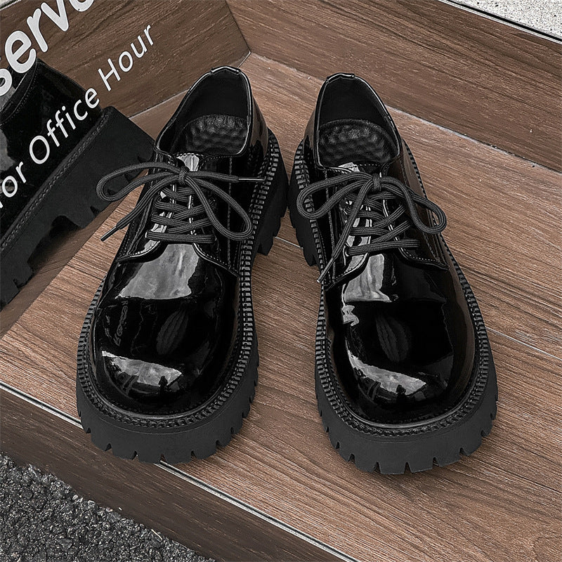 Men's Black Formal Business British Style Round Men's Shoes