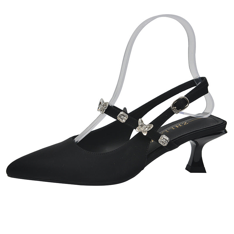 Women's Slingback Fat High Temperament Widened Fattened Heels