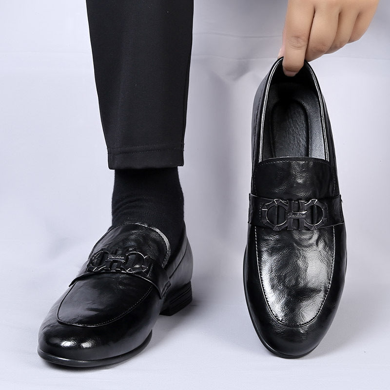 Men's Slip-on Genuine Versatile Korean Trendy Soft Men's Business Leather Shoes