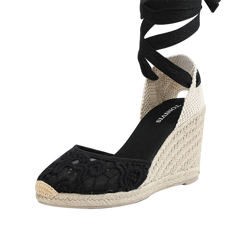 Women's Strap Retro Cotton Height Increasing Creative Sandals