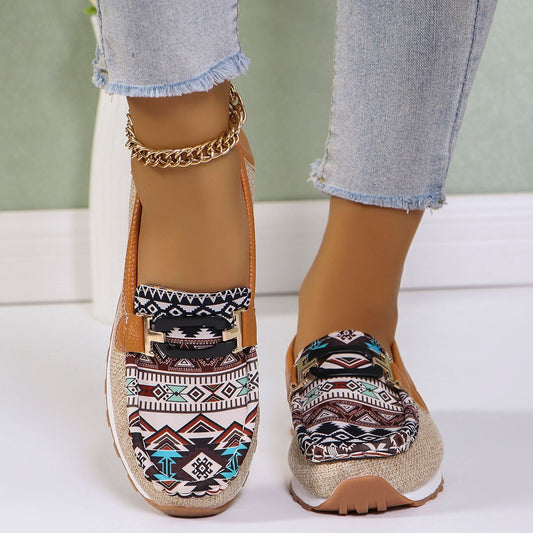 Women's Autumn Thick Bottom Color Matching Slip-on Casual Shoes