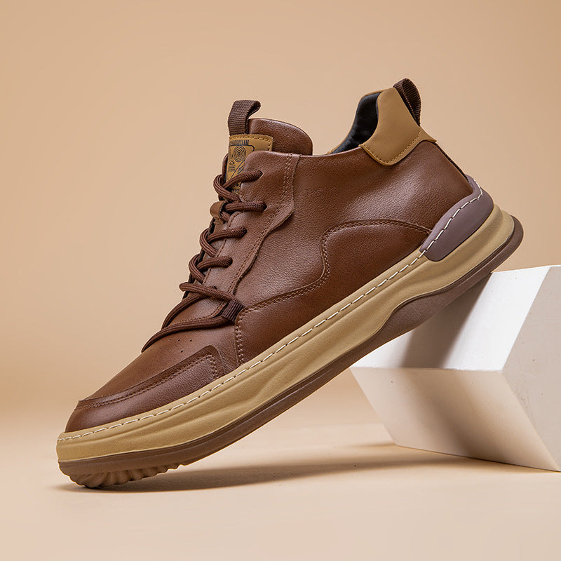 Men's Cowhide Board Autumn Cotton Plus Veet Men's Casual Shoes