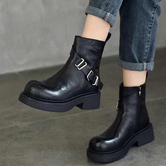 Women's With Top Layer Of Pattern Winter Retro Big Boots