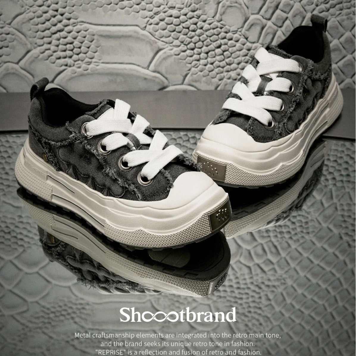 Women's & Men's Thick Sole Increased Retro Destroyed Denim Canvas Shoes