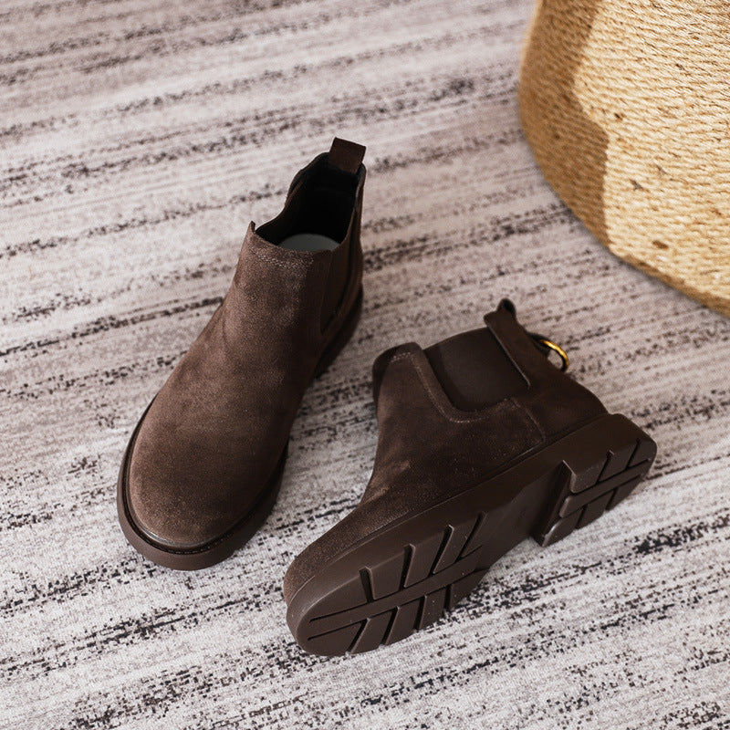 Women's Short Martin British Style Mid Flat Boots