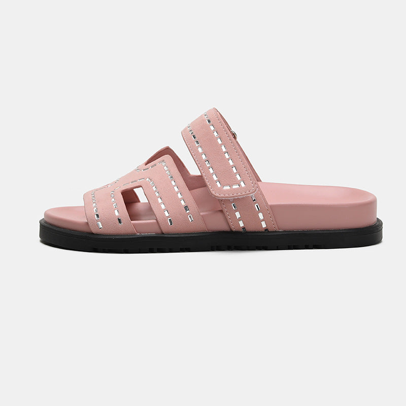Women's Summer Beach Flip-flops Ugly Cute Velcro Slippers