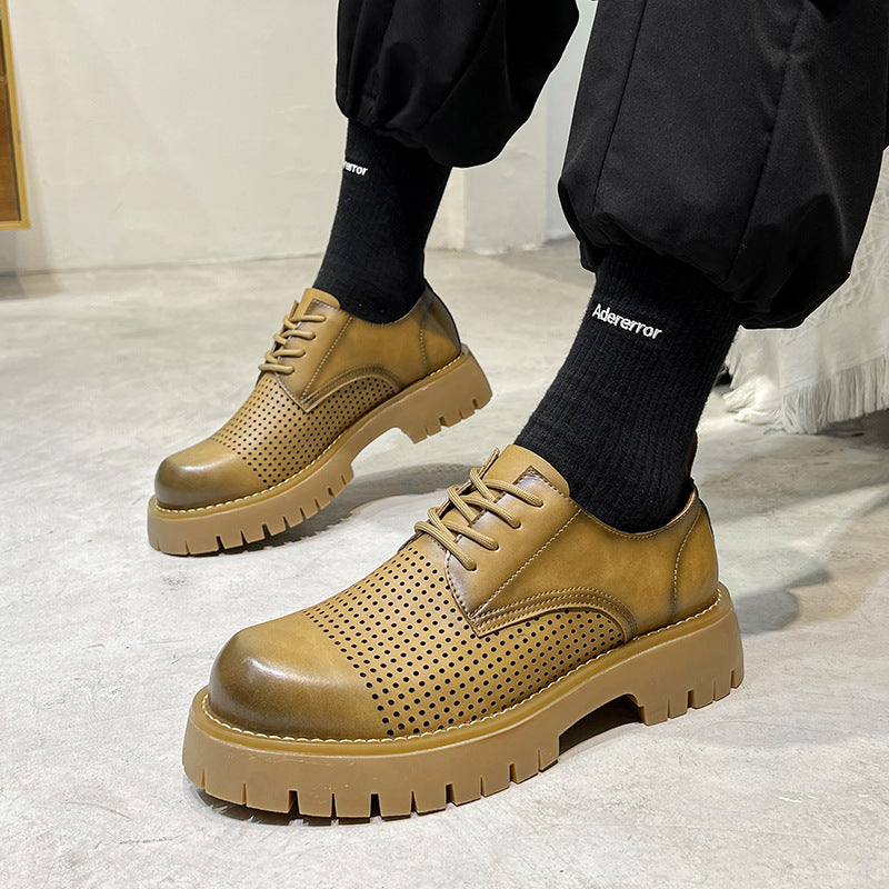Big Head Round Hollow Out Tied Casual Shoes
