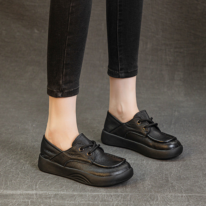 Women's Autumn Genuine Retro Handmade Leisure Thick Loafers