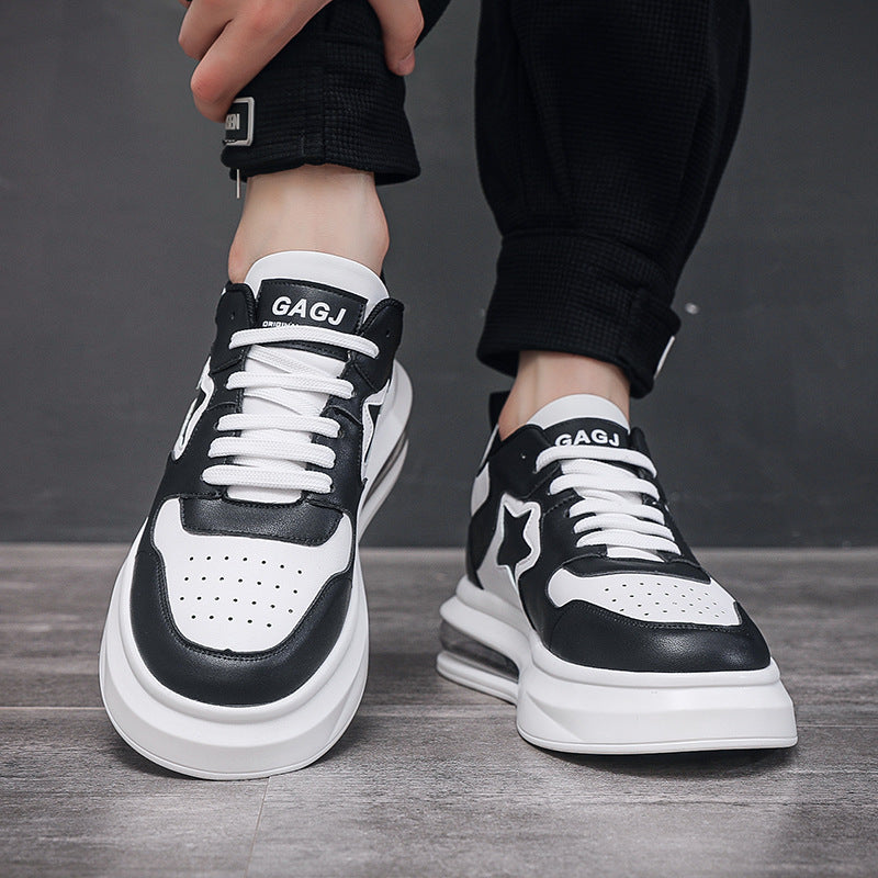 Men's Niche Black White Breathable Fashion Soft Sneakers