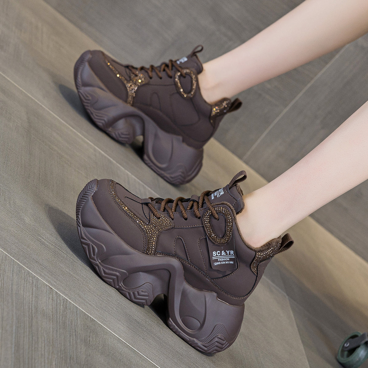 Women's Dad Autumn Thick Bottom Height Increasing Insole Fashion Men's Shoes