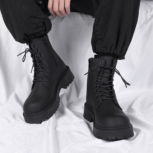 Men's Autumn Black British Style Motorcycle Worker Boots