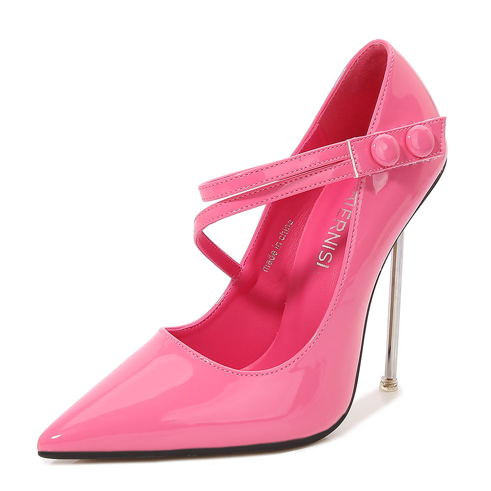 Pointed Stiletto Low-cut Metal Plus Size Women's Shoes