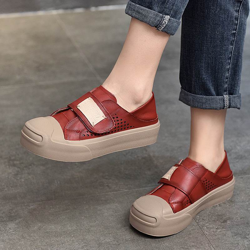 Pairs Of Patchwork Thick Bottom Velcro Sandals