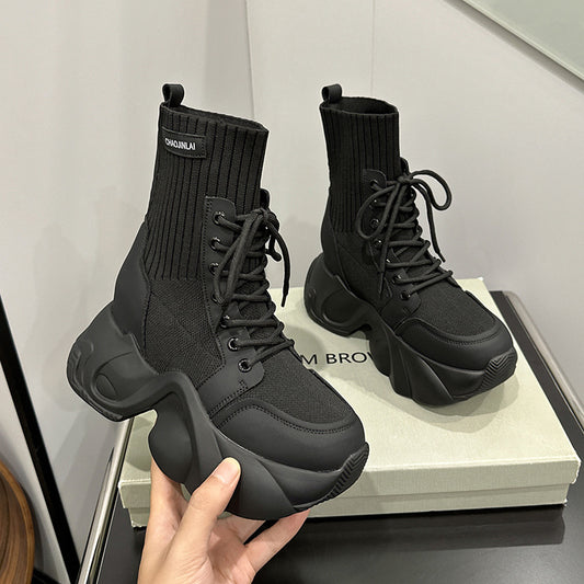 Women's For Flying Woven Elastic Socks Thick Sneakers