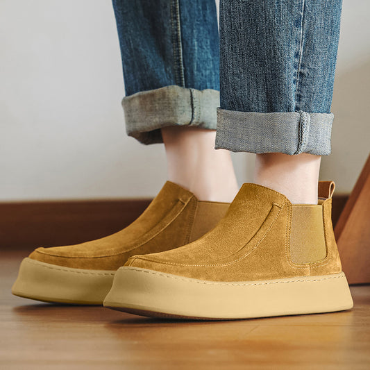 Men's Booties Suede Thick Bottom Hight Increasing Board Boots