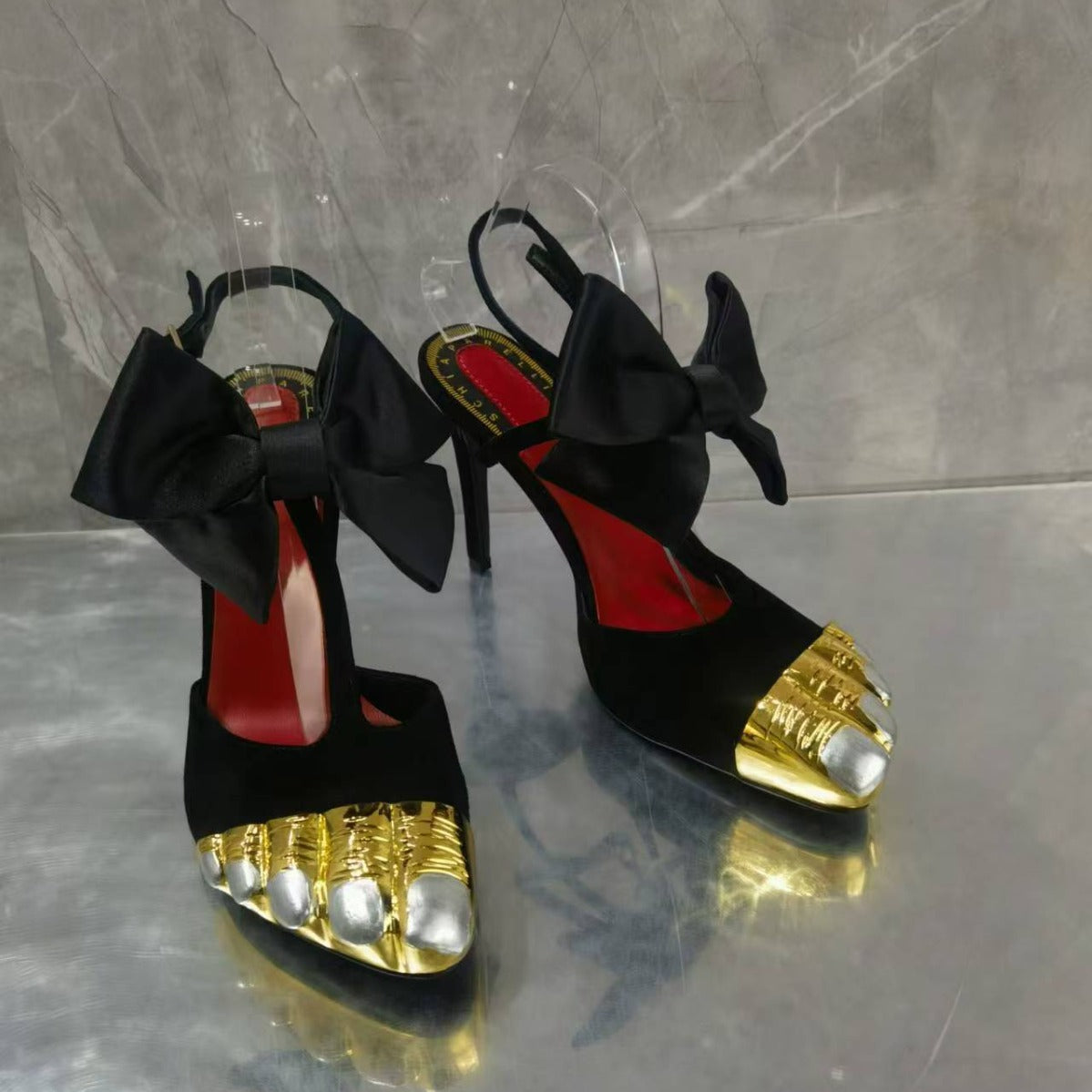 Women's Sheepskin Version French Style Gold Toe Authentic Heels