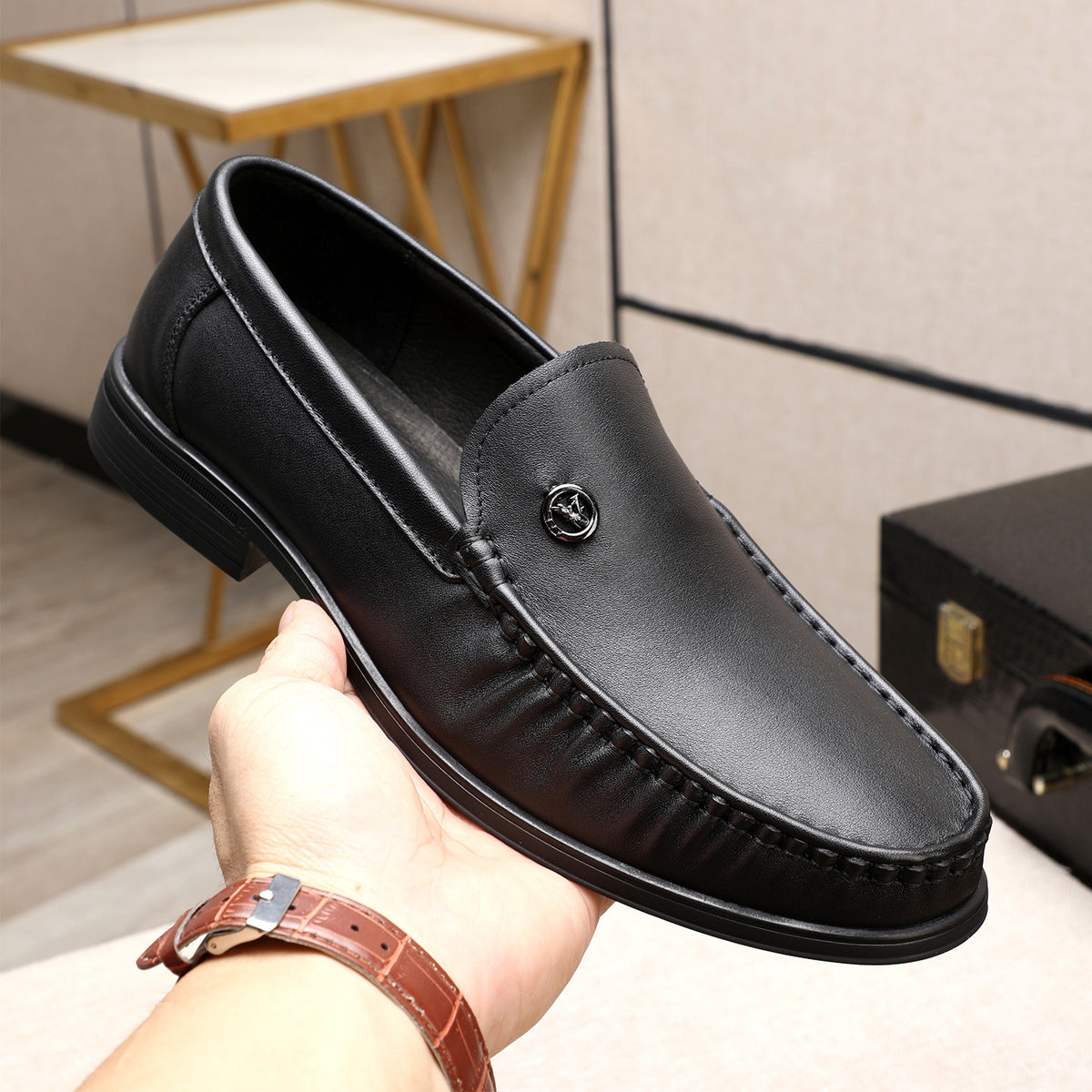 Men's Super Soft Cowhide Spring Low Comfortable Heels