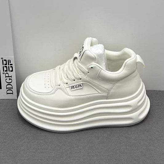 Women's Thick-soled Autumn Increased White Round Toe Casual Shoes