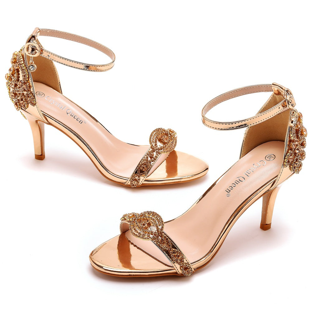 Elegant Shallow Mouth Stilettos Champagne Gold Wedding Heels