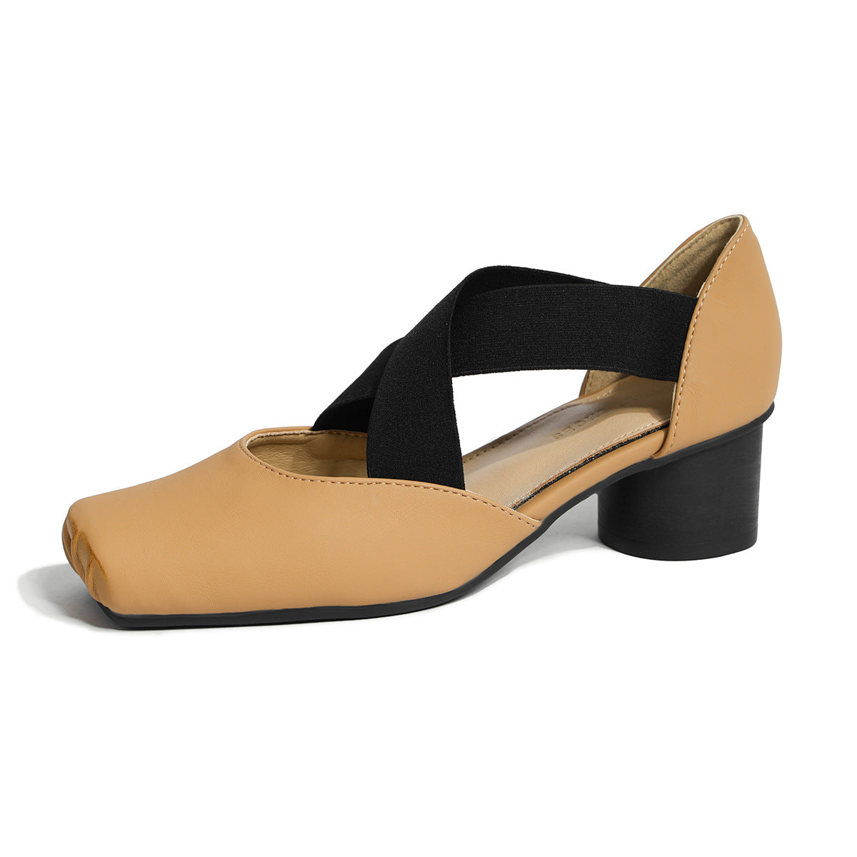 Cross Strap Square Head Chunky High Pig Nose Women's Shoes