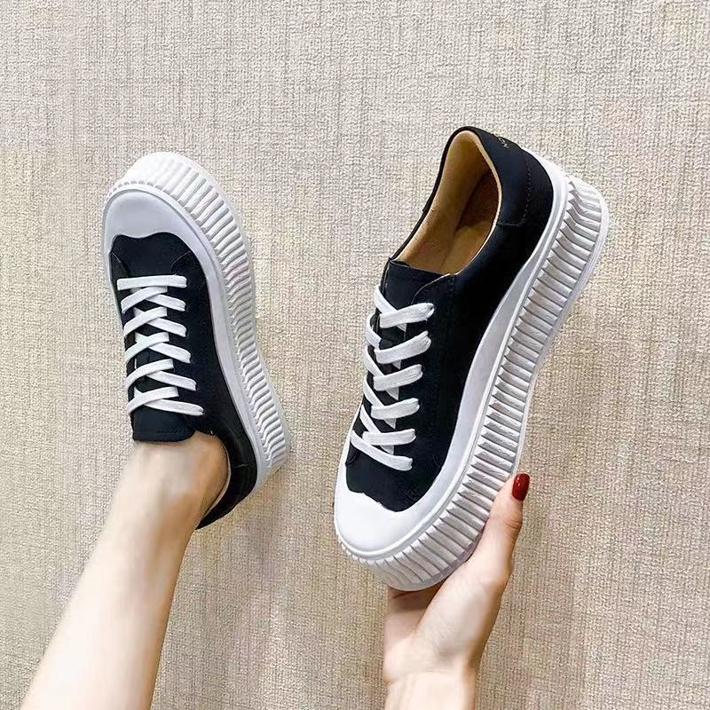 Women's Thick-soled White Autumn Authentic Platform Biscuit Sneakers