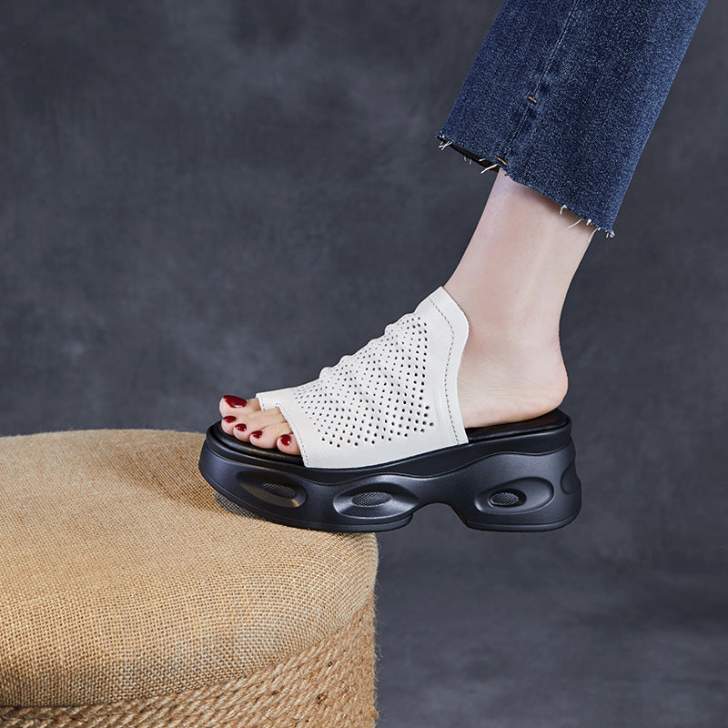 Women's Genuine Summer Wear Thick Bottom Sponge Cake Wedge Slippers