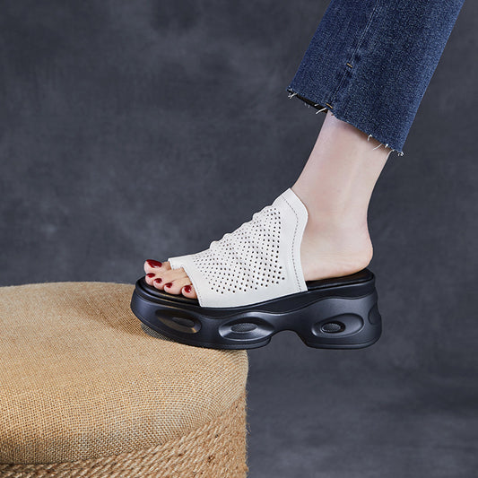 Women's Genuine Summer Wear Thick Bottom Sponge Cake Wedge Slippers