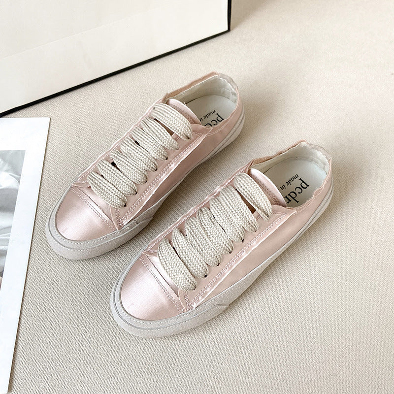 Spanish Niche Satin White Female Grape Mom Sneakers